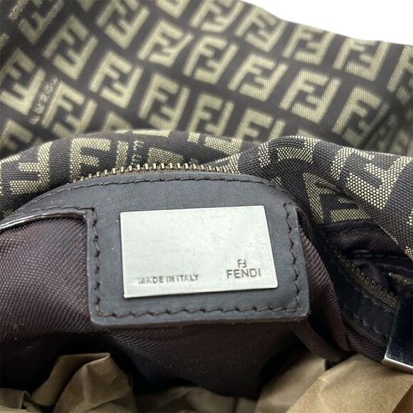 Fendi Mamma Baguette Zucchino FF Monogram Canvas Brown Shoulder Bag Hobo - Picture 8 of 10